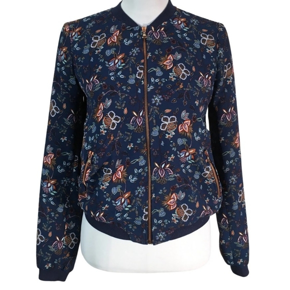 Zara Trafaluc Floral Lightweight Bomber Jacket S - Picture 1 of 8